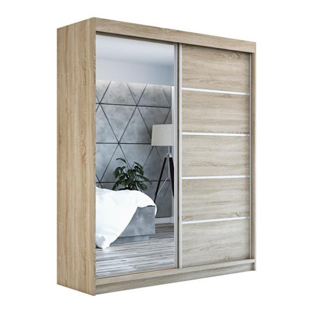 SCHWEBETÜRENSCHRANK 180 CM PIK Farbe: Sonoma - Braun, Holzwerkstoff (180/215/59.5cm) - A&J MöbelLand