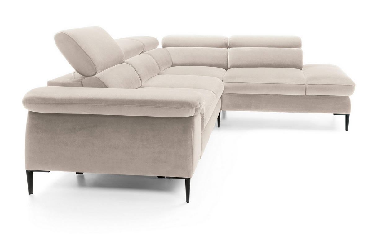 SCHLAFSOFA 280 cm Amaro L mit verstellbaren Kopfstützen, Rechts, Creme - Creme, Holz (214/280cm) - Emporius
