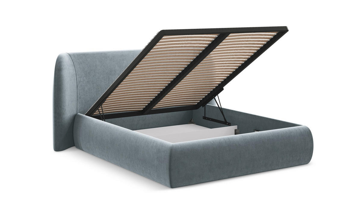 POLSTERBETT mit Bettkasten und Lattenrost 160x228 Beige - Beige/Schwarz, Kunststoff/Textil (140/200cm) - Makamii