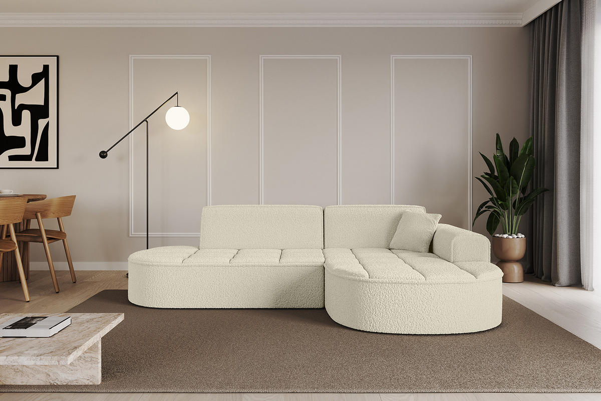 ECKSOFA Ottomane Rechts TARO-L1 - 243x171x79,5 cm Beige - Beige, Holzwerkstoff/Textil (243/171cm) - ALTDECOR