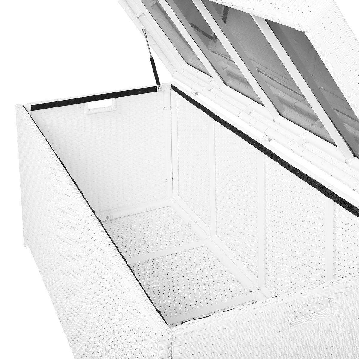 AUFLAGENBOX Rattan weiß 158/63 cm Modena - Weiß, Kunststoff (158/66/63cm) - Beliani