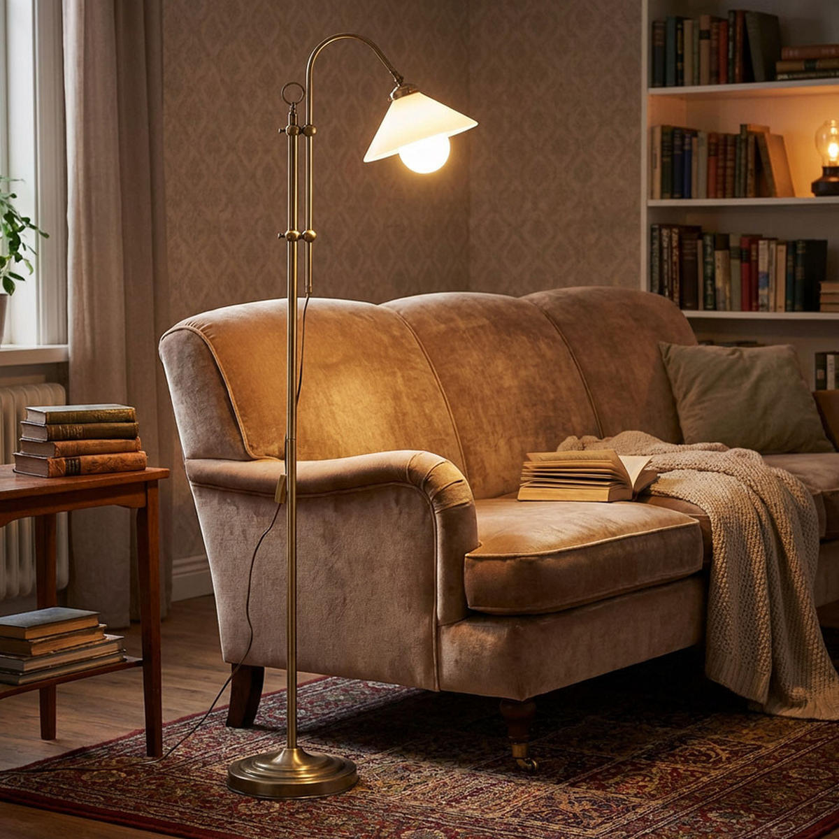 LED STEHLEUCHTE Landlife Messing Opal - Messingfarben, Glas (47/47/170cm) - Globo Lighting