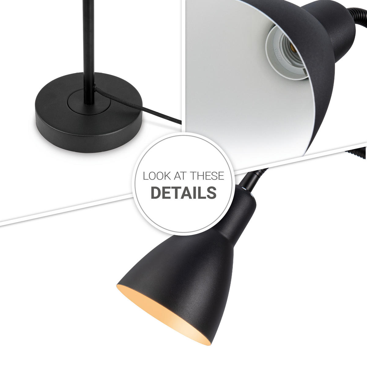 TISCHLAMPE Wilhelm - Schwarz/Grau, Metall (38.7/14/43.2cm) - Paco Home
