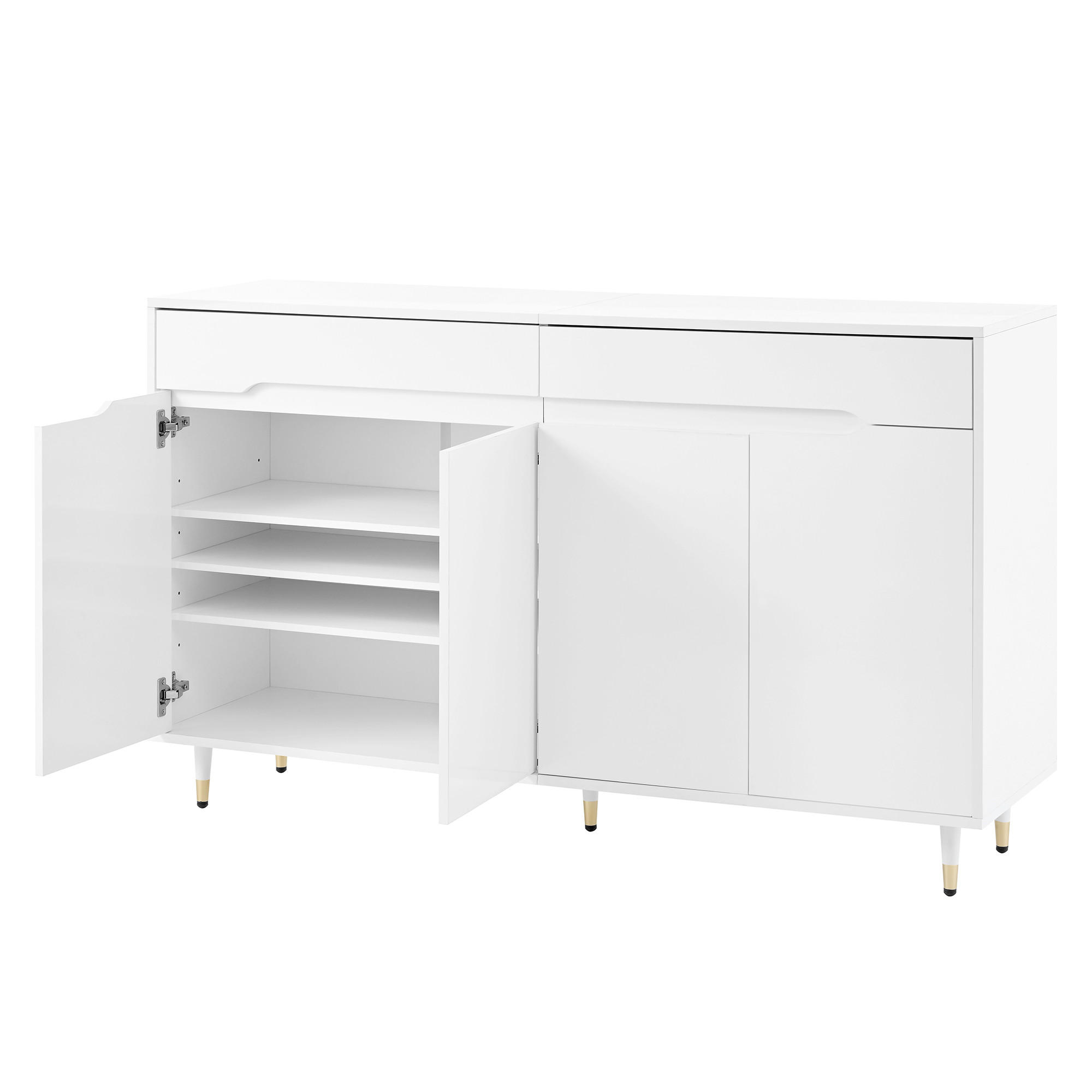 SCHUHSCHRANK DE-37581 140/39/84 cm mit 2 Türen und 2 Schubladen Weiß - Weiß, Holzwerkstoff (140/84/39cm) - ComfortXL