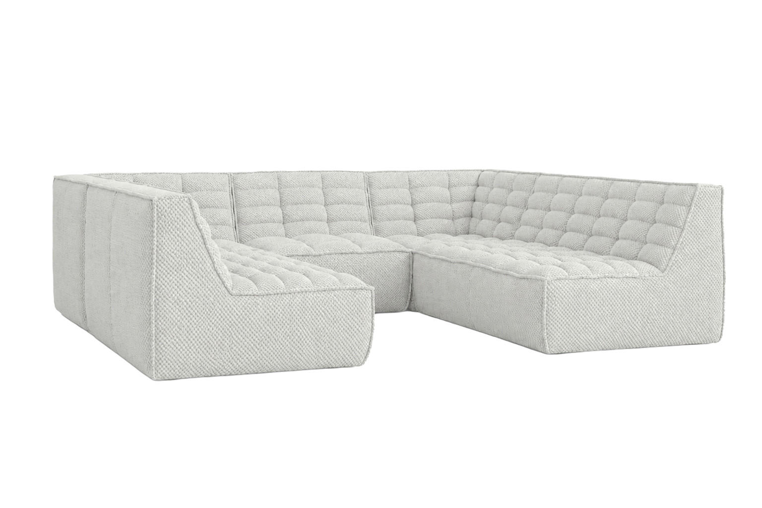 ECKSOFA Modulares Corner U-Form, Plüschstoff Pop, Ice, LAZY U CORNER - Weiß, Holz (266/76/253cm) - Kaiser Möbel