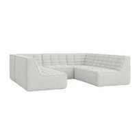 ROHOVÁ SEDAČKA modulární Corner ve tvaru U, plyšová tkanina Pop, Ice, LAZY U CORNER - bílá, dřevo (266/76/253cm) - Kaiser Möbel