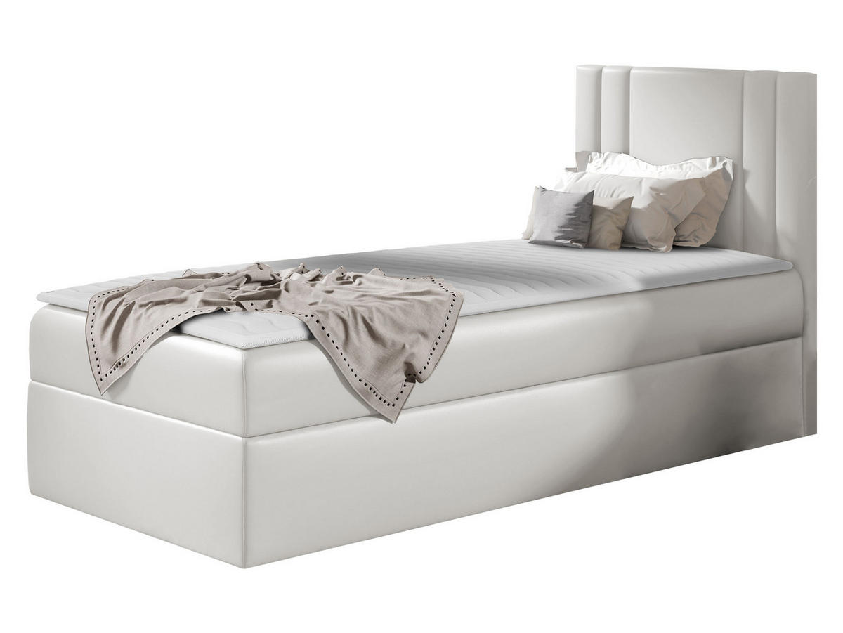 BOXBETT Carmen Mini, Seite zum Öffnen des Bettkastens: Rechts - Creme, Holz (100/200cm) - MIRJAN24