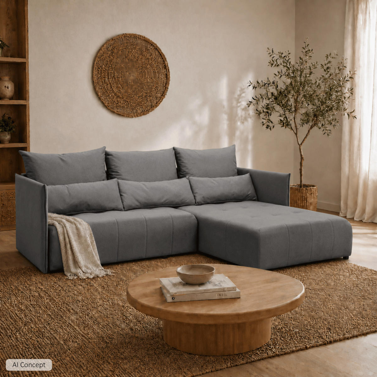 ECKSOFA APOLLO L mit Schlaffunktion und Bettkasten – rechte Seite - Graphitfarben, Textil (246/188cm) - Lookway