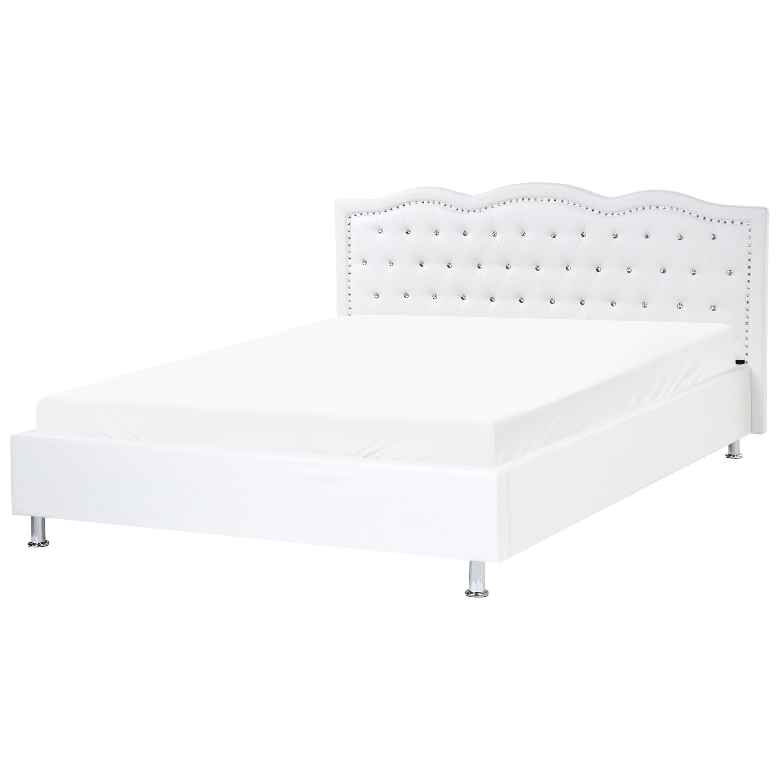 BETT 160/200cm Weiß Metz - Weiß, Textil (160/200cm) - Beliani