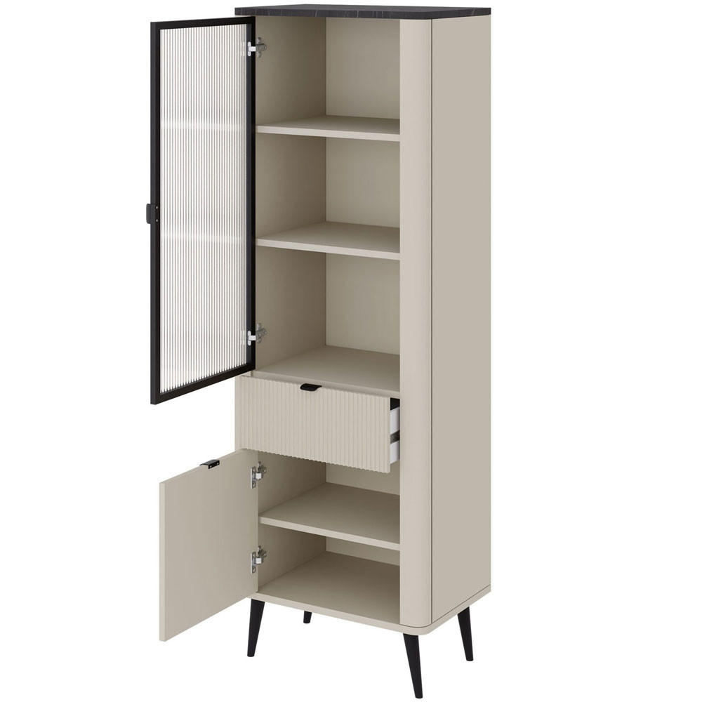 VITRINE Marly Kaschmir / Graustein 60 / 40 / 191cm - Kaschmir/Creme, Holz/Holzwerkstoff (60/191/40cm) - Feldmann-Wohnen