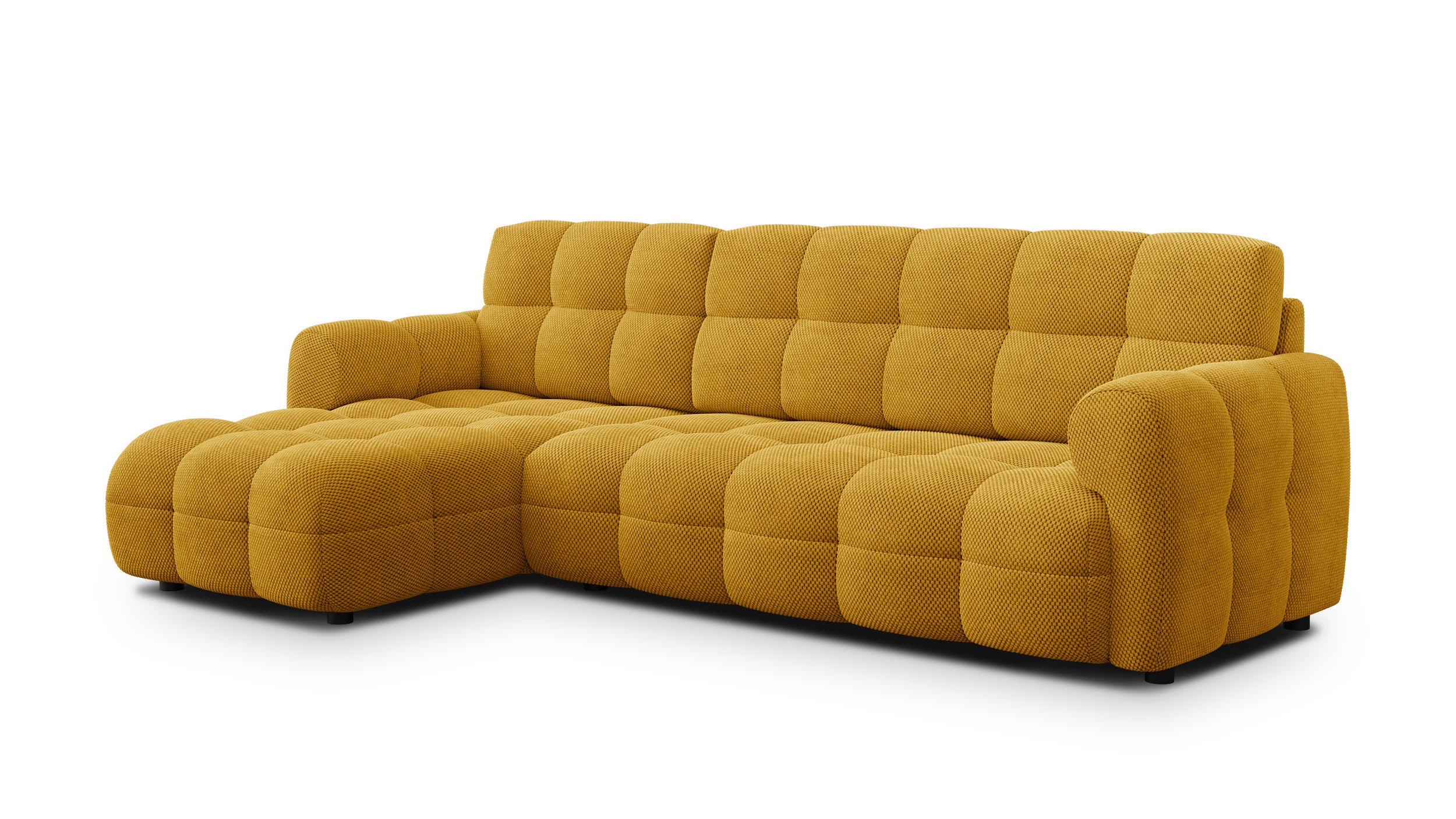 ECKSOFA MELLOW 4-Sitzer, safran - Gelb/Schwarz, Holz/Textil (262/156cm) - Courtois Laville