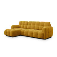 ECKSOFA MELLOW 4-Sitzer, safran - Gelb/Schwarz, Holz/Textil (262/156cm) - Courtois Laville