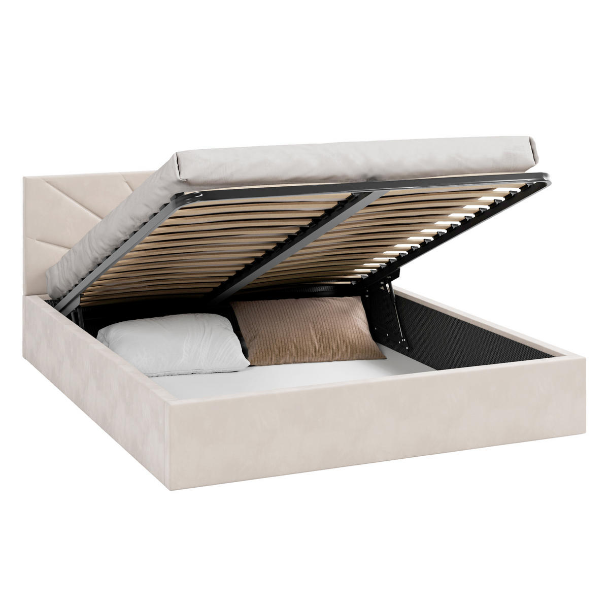 POLSTERBETT SUNSET - Beige, Holzwerkstoff (180/200cm) - FDM