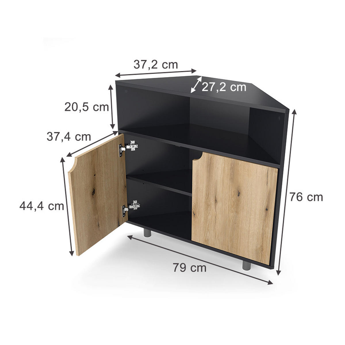 KREDENC Inaro Antracit/dub - antracitová, kompozitní dřevo (79/76/27.2cm) - Vicco