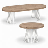 ESSTISCH rund ausziehbar 110/210/76 cm, Braun Eiche Halifax Egger, 54 cm Tischplatte + Lamellen-Metallgestell Weiß - Eichefarben/Graubraun, Holzwerkstoff/Metall (110/210/76cm) - Damale Möbel