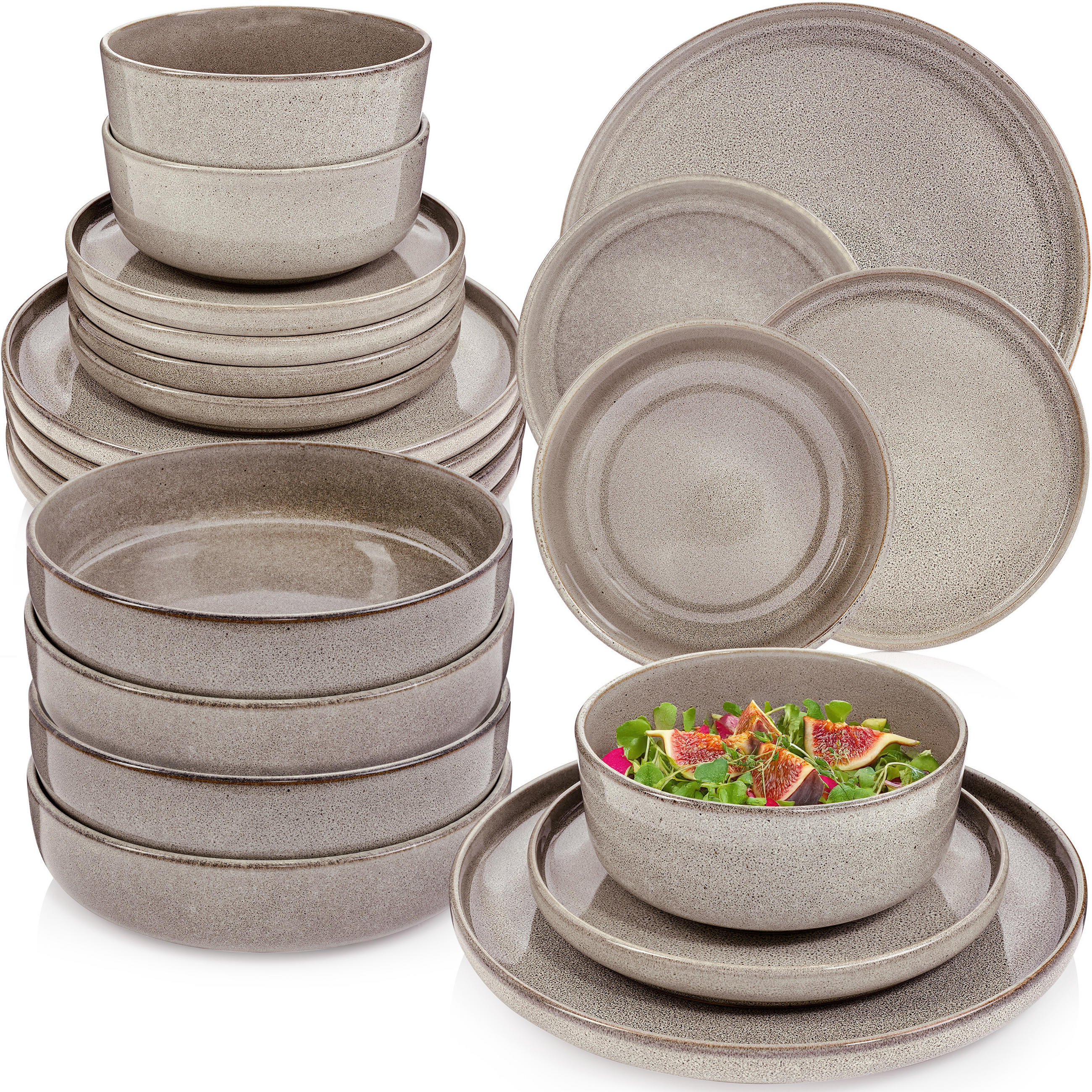 TAFELSERVICE KAIRO CLAY - 24 teilig aus Steingut - Grau, Keramik (70/30/70cm) - Sänger