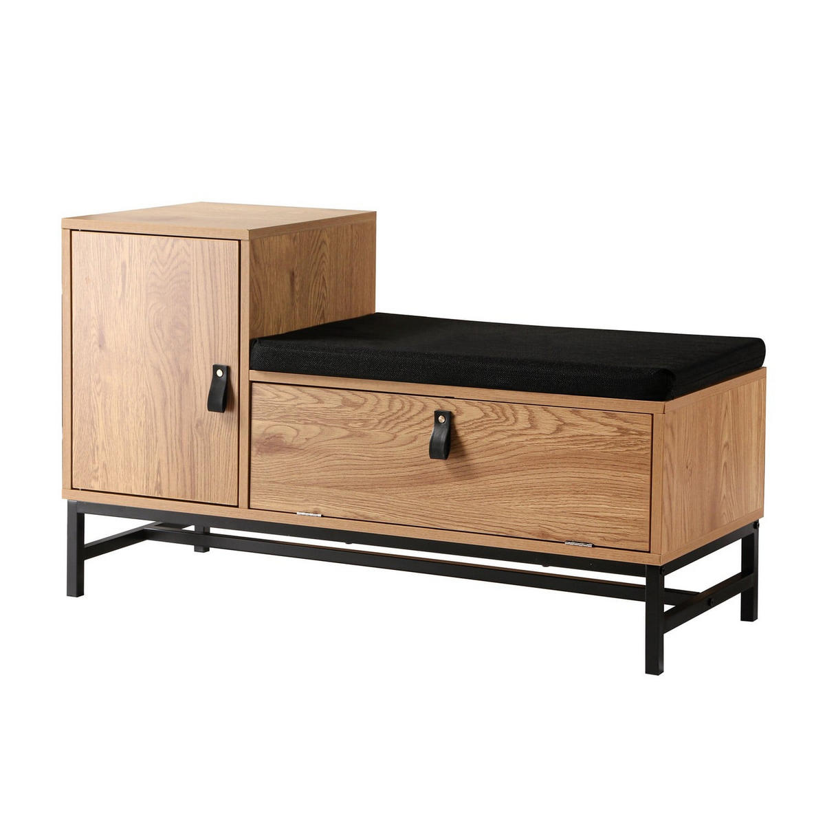 SCHUHBANK mit 2 Aufbewahrungsfächern jill 101/38/59 cm - Eschefarben, Holzwerkstoff (101/59/44cm) - Calicosy