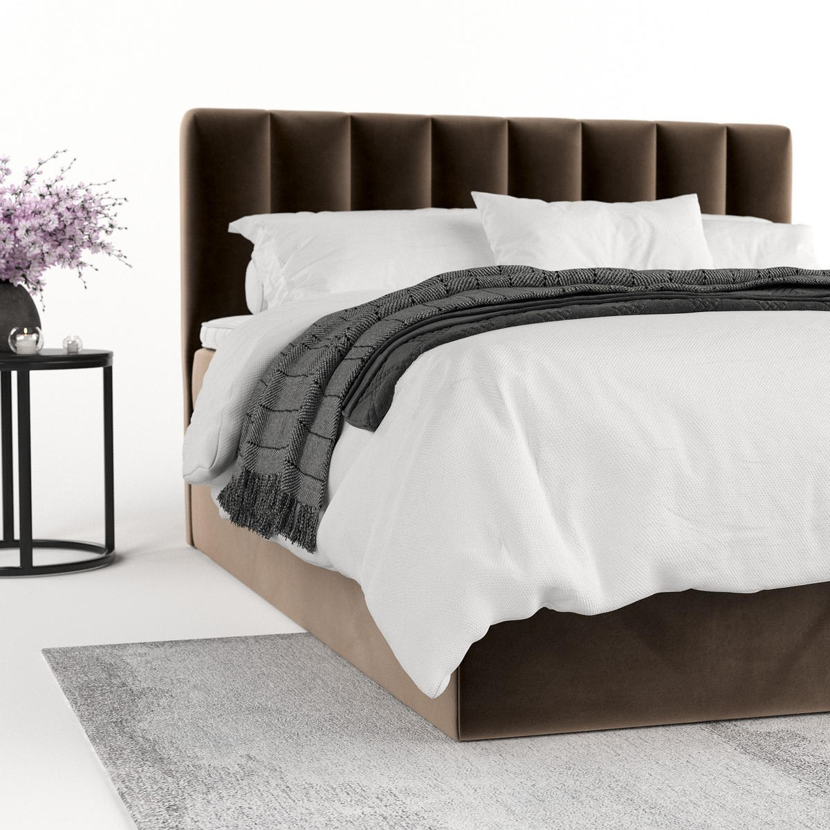 BOXBETT Lusso 180/200 cm Braun im Paros Stoff - Schwarz/Braun, Holz/Holzwerkstoff (180/200cm) - AltaBeds