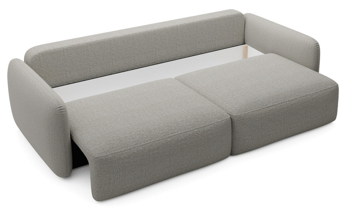 SCHLAFSOFA 240 cm Lumina, Chenille, Bettkasten, Hellgrau - Hellgrau, Holz (238/87/103cm) - Emporius
