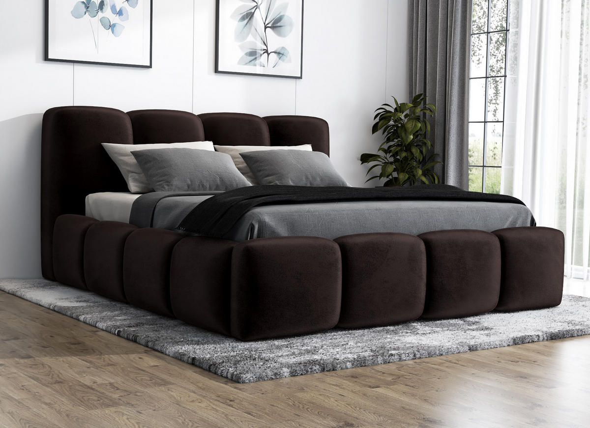 POLSTERBETT DONA 90x200 Dunkelbraun - Dunkelbraun, Textil (90/200cm) - A&J MöbelLand