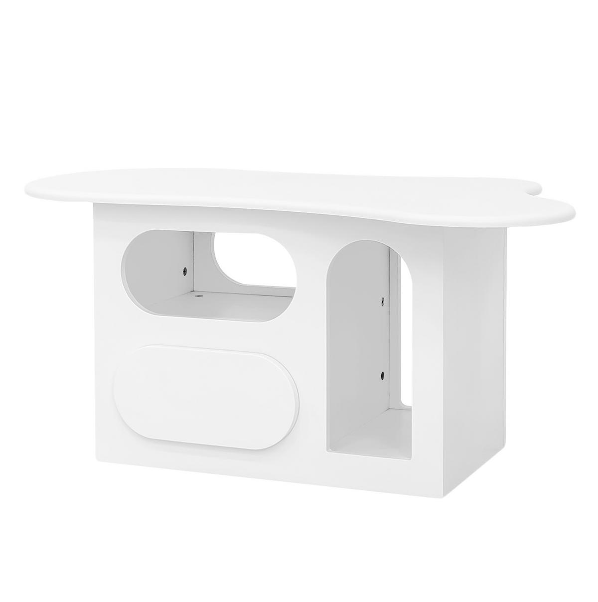 COUCHTISCH 97/45/43,5 cm mit Schubladen und offenen Ablagefächern in wolkenförmigem Design, Weiß - Weiß, Holzwerkstoff (97/45/43.5cm) - Redom