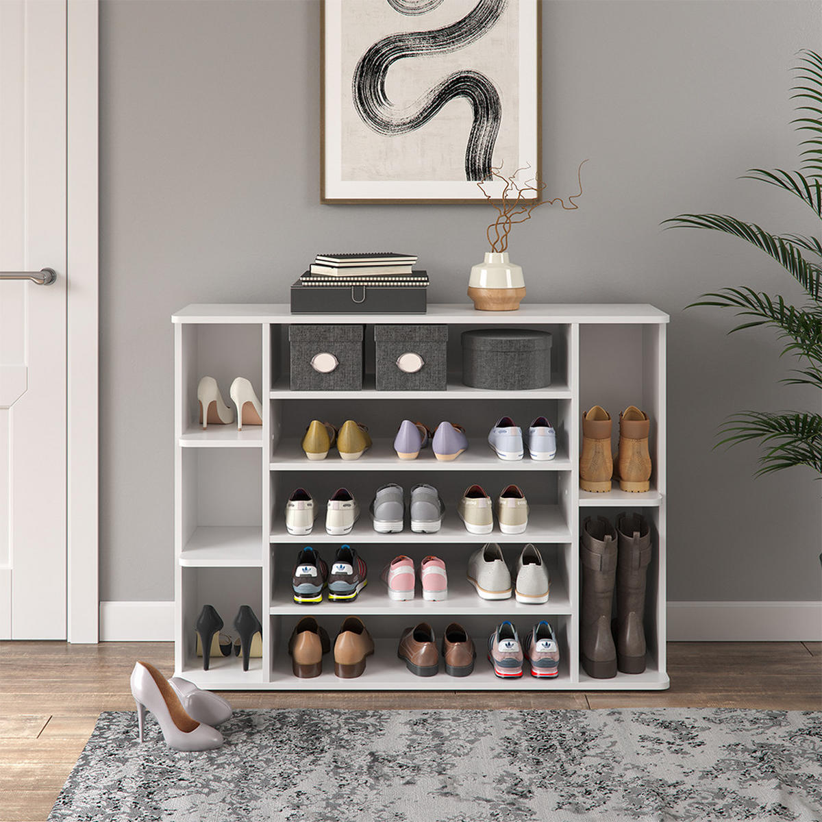 SCHUHREGAL Levin Weiß 116.2 x 87.4 cm - Weiß, Holzwerkstoff (116.2/87.4/30.1cm) - Vicco