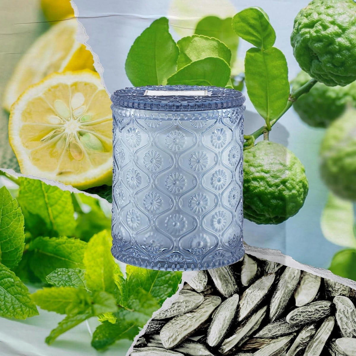 DUFTKERZE Citrus Mint 170g 40h Brenndauer - Hellblau, Glas (9cm)
