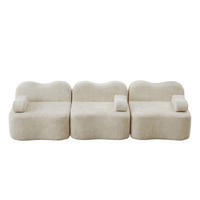 SOFA 288/98/70 cm in Beige aus Samt, modular und rahmenlos - Beige, Textil (98/70/288cm) - Flora Grace