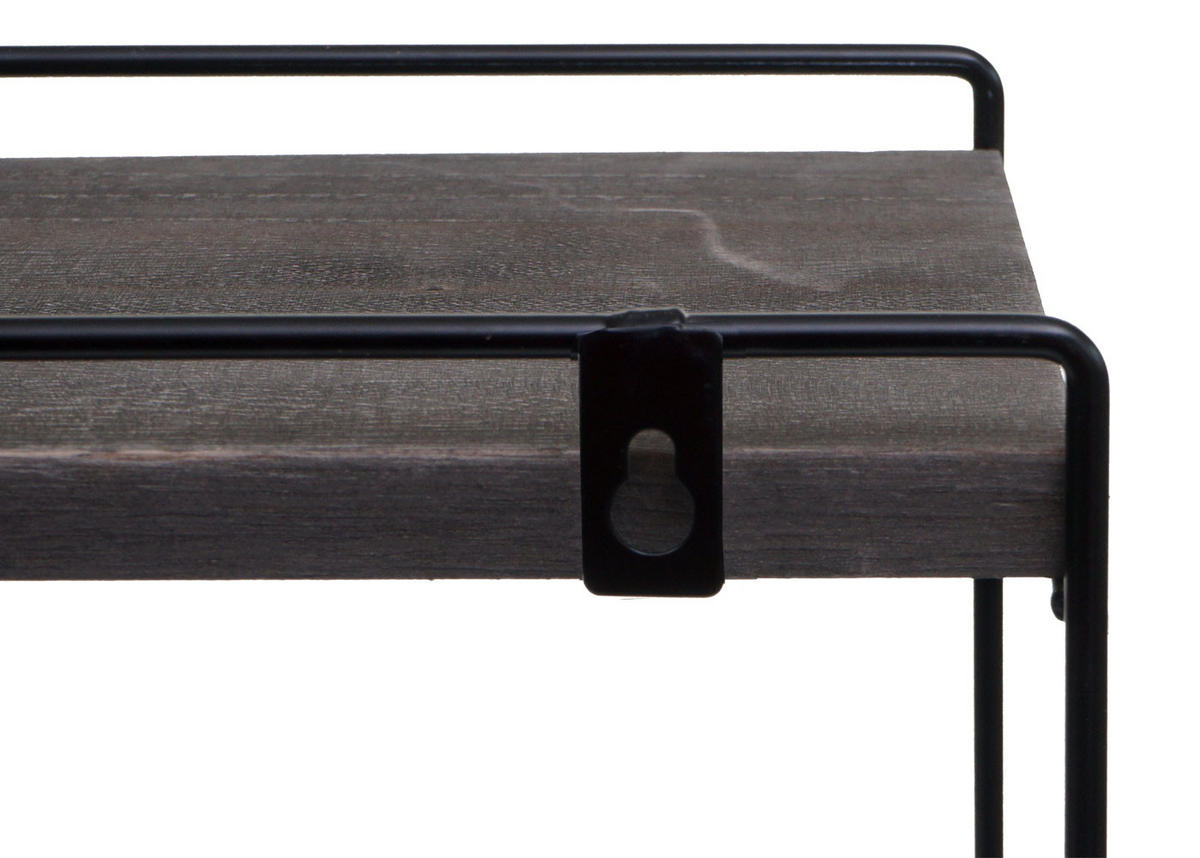 WANDREGAL 50x35x17cm Massiv-Holz Metall Industrial 2 Regalböden Dunkelgrau - Dunkelgrau, Metall (35/50/17cm) - BERLINLODGE