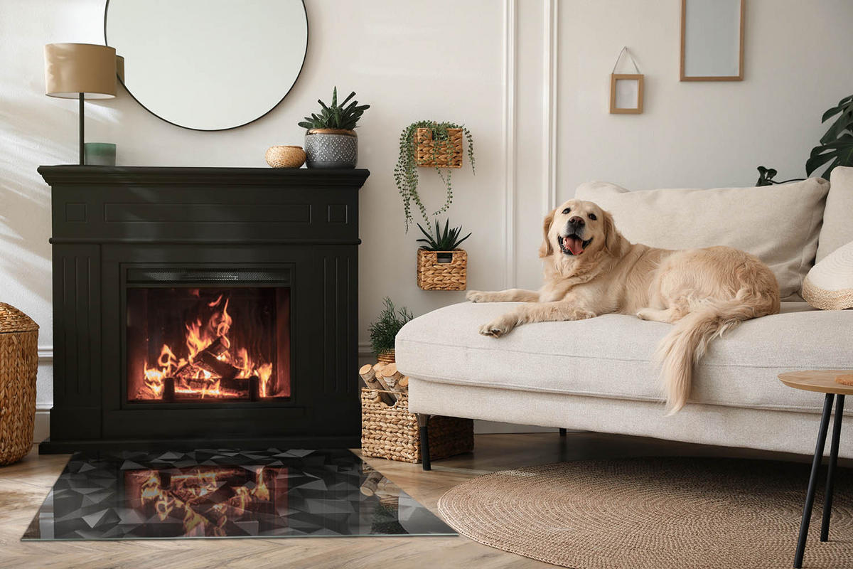 GLASPLATTE für Kamin 100x70 cm Schwarz - Schwarz, Glas (100/70/0.4cm) - ArtPrintCave