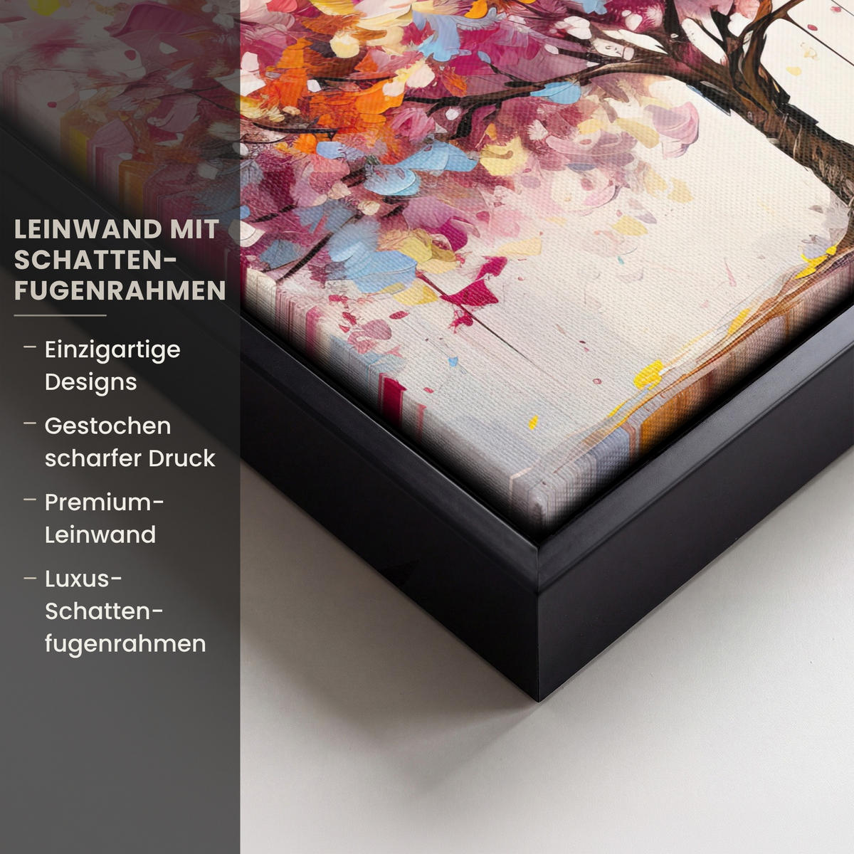 LEINWAND Bilder mit Rahmen - Aquarell - Baum - Kunst - Abstrakt - 20x20 - Multicolor, Textil (20/20cm) - MuchoWow