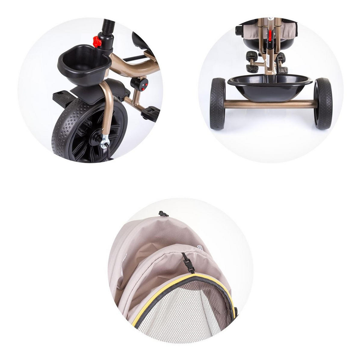 ZWILLINGSDREIRAD Hip Hop beige zwei Kinder, bis 40 kg, Sitze 360° drehbar - Beige, Metall (131/49/95cm) - Chipolino