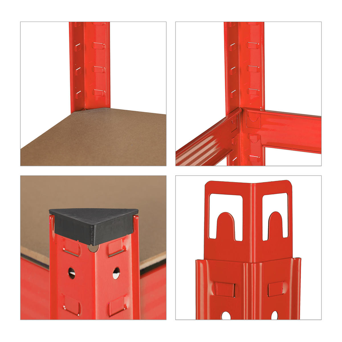 SCHWERLASTREGAL - Rot, Holzwerkstoff/Kunststoff (75/151/30cm) - Relaxdays