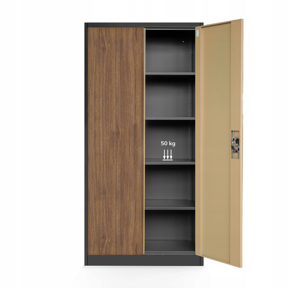 AKTENSCHRANK JAN 185x90x45 cm - Braun/Weiß, Metall (90/185/40cm) - Jan Nowak