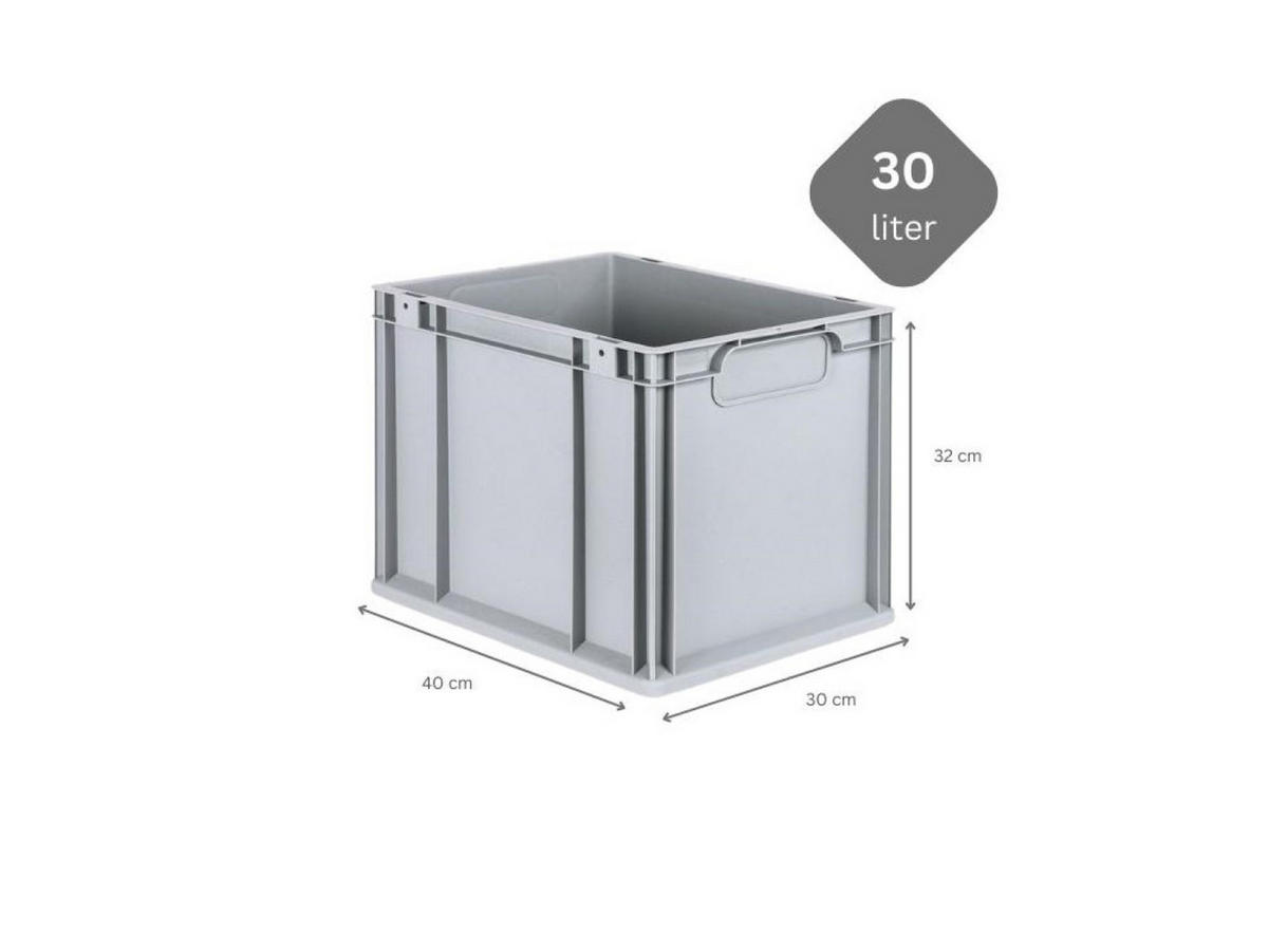 EUROBOX 5x Nextgen Economy Griffe Geschlossen 32x30x40cm 30 Liter - Grau, Kunststoff (30/32/40cm) - PROREGAL