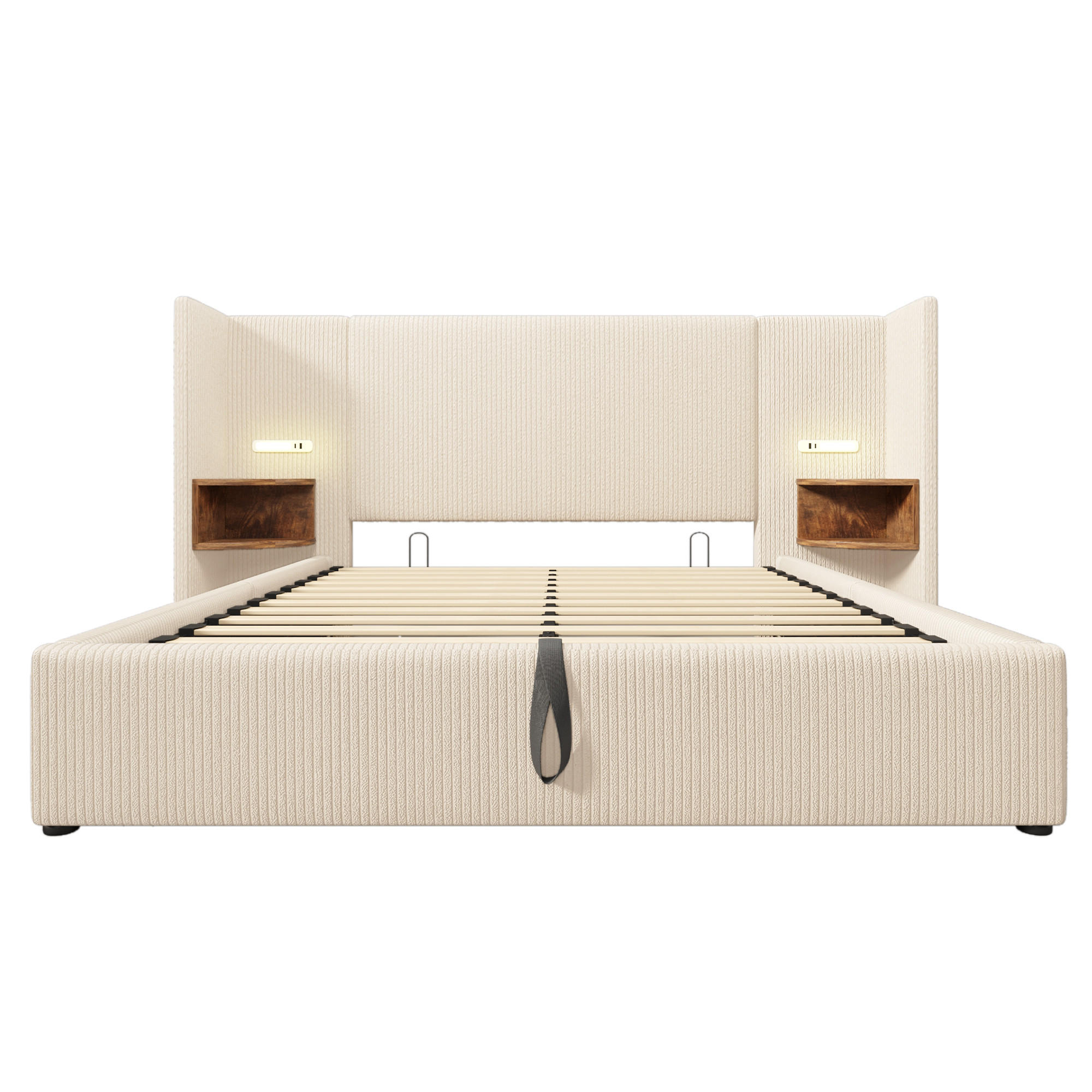POLSTERBETT PANG-M4R9B2 160/200 cm Beige - Ahornfarben, Textil - PANGIVO