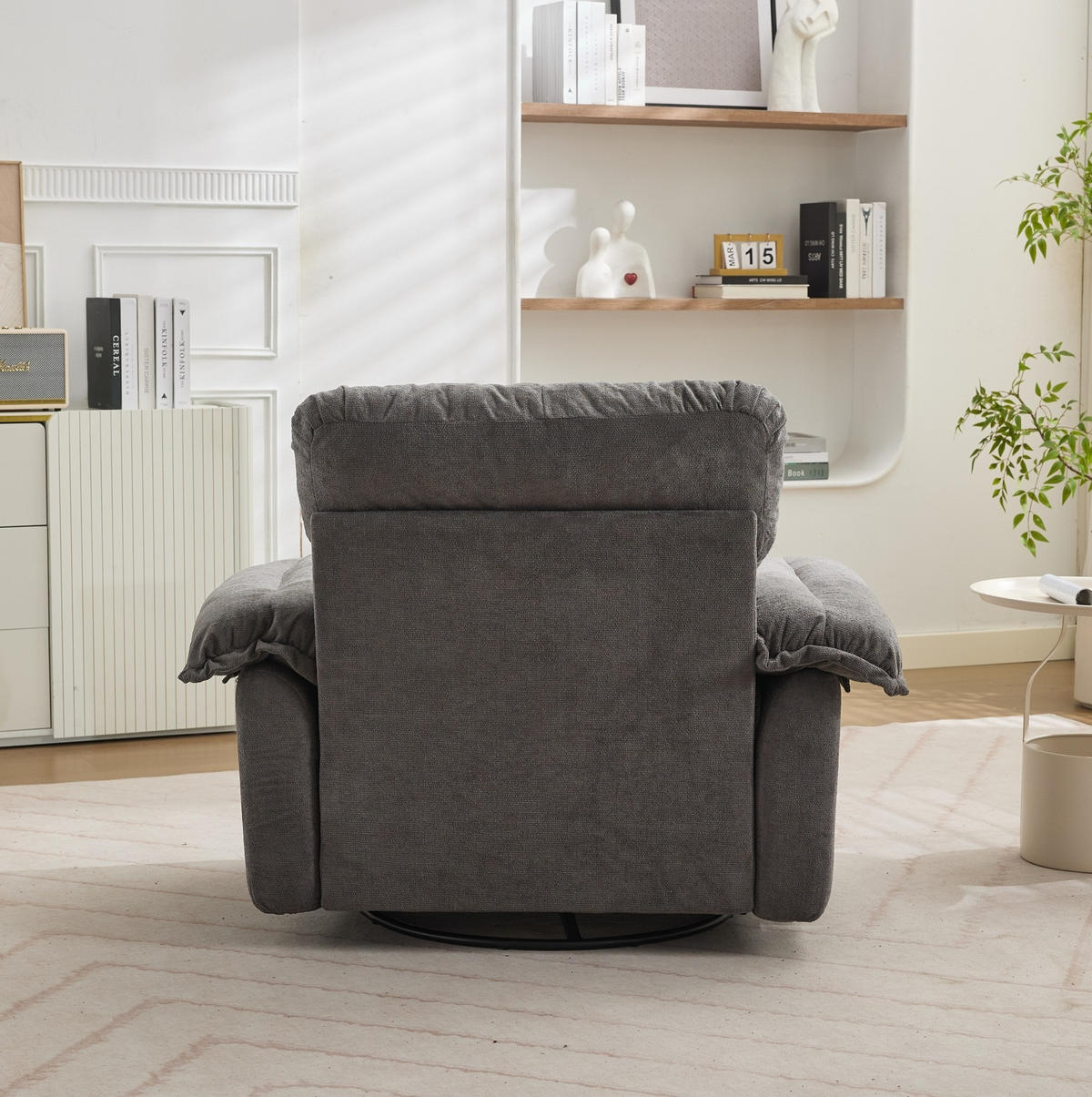 SESSEL in Grau mit 360°-Drehfunktion und Chenillebezug,84/116/96 cm - Grau, Textil (84/96/116cm) - Flora Grace