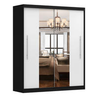 SCHIEBETÜRENSCHRANK - NICO 01 Schwarz + Weiß - Schwarz/Weiß, Holzwerkstoff/Metall (204/218/58cm) - Möblo