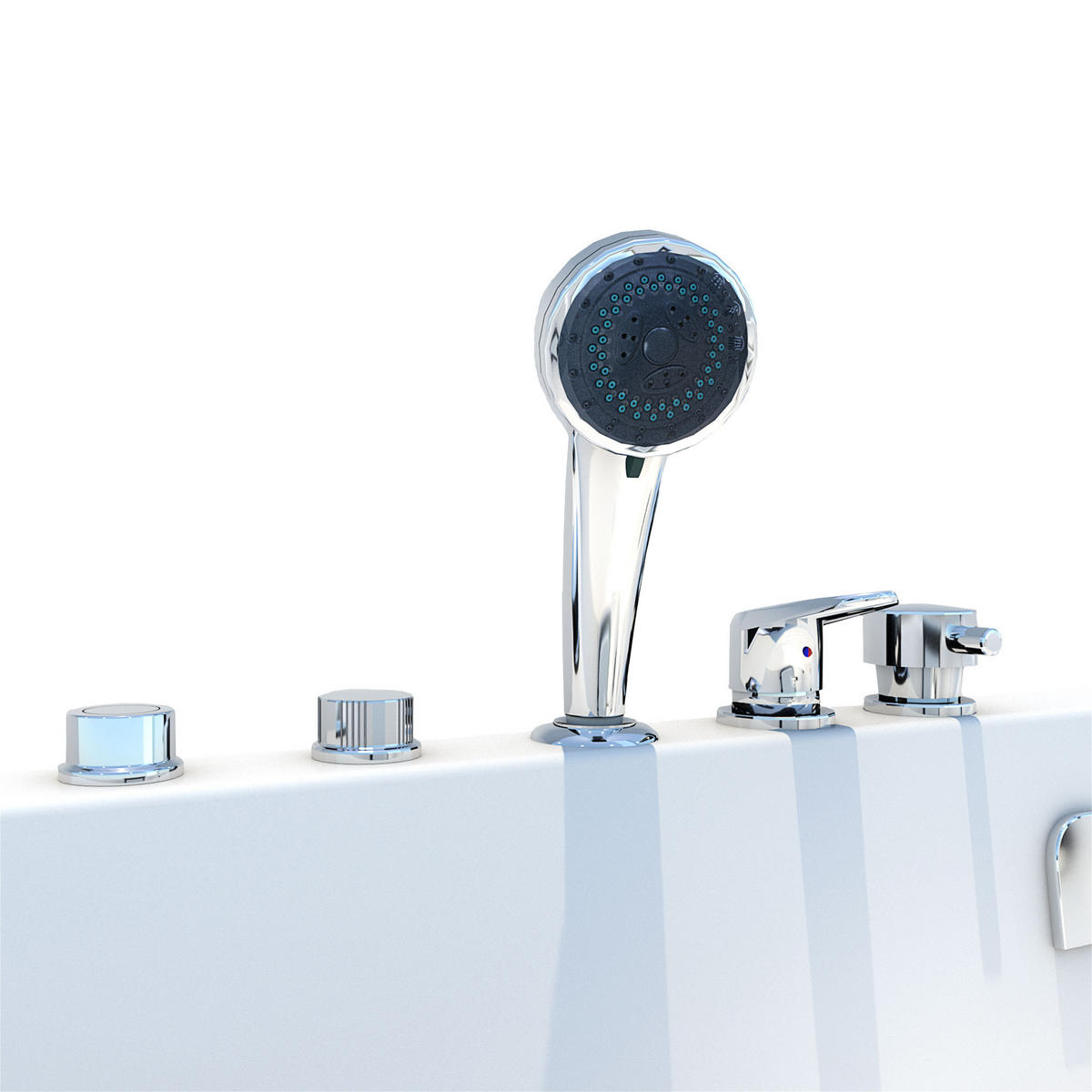 SENIORENDUSCHE Wanne Whirlpool S12D-EH-WP-L-EC 170x85cm - Weiß, Glas/Kunststoff (85/200/170cm) - AcquaVapore by Sandra Jentho