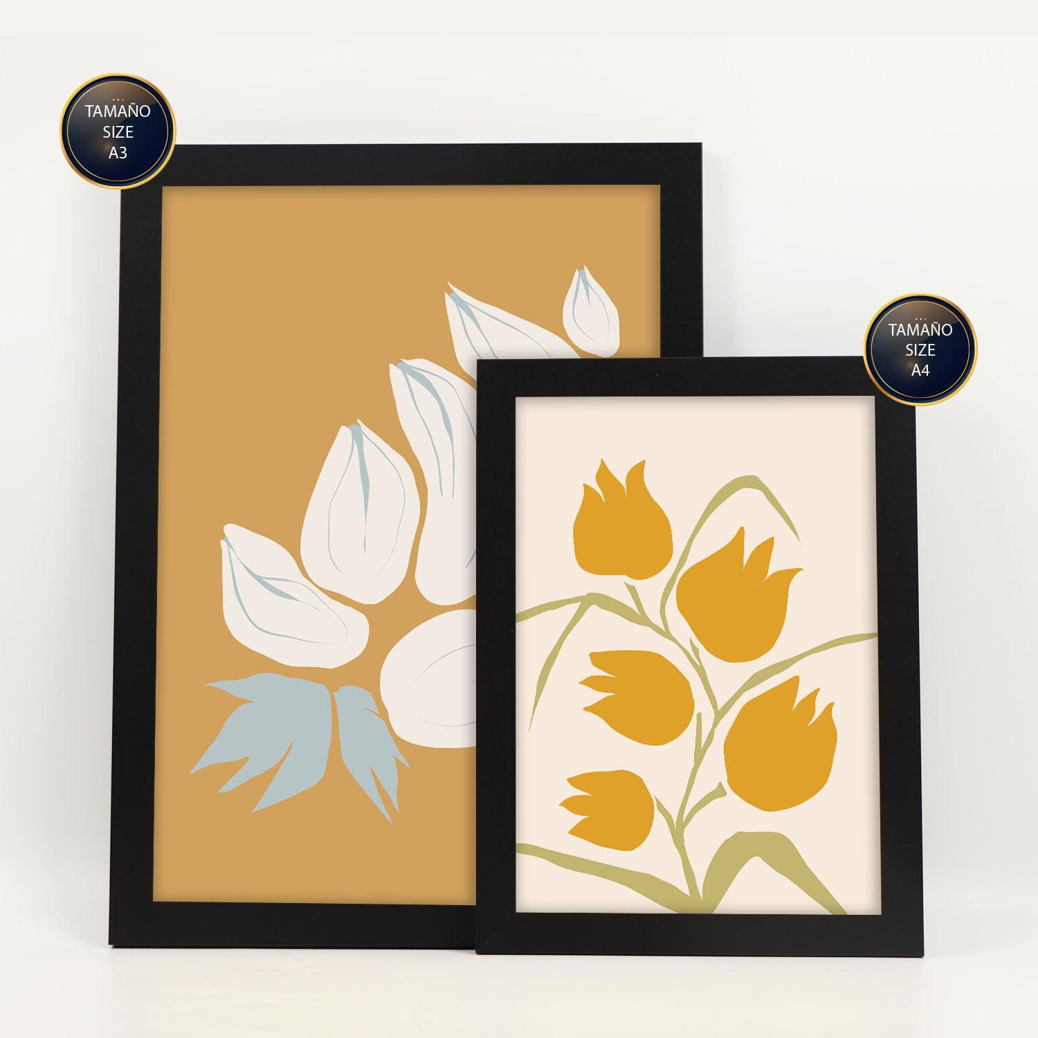 POSTER Set Mit 6 Flora Geht In Blume Zusammenfassung Ästhetische Dekorative Gemälde Für Ihr Wohnzimmer, Schlafzimmer, Zuhause A3 & A4 Schwarzer Rahmen - Schwarz, Papier (29/3cm) - Nacnic