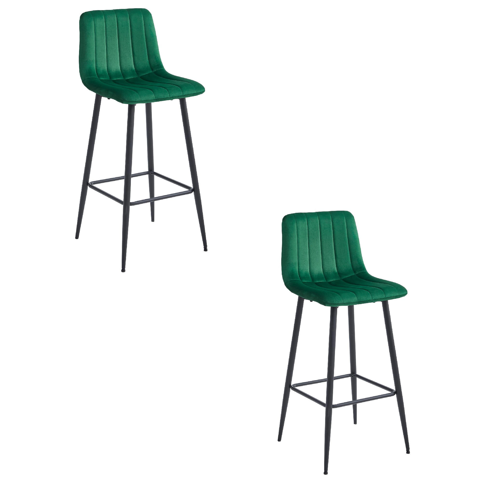 BARHOCKER 2-er Set POZZA dunkelgrüner Sitz, schwarze Basis - Dunkelgrün/Schwarz, Textil (43/104/35cm) - Valora