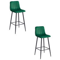 BARHOCKER 2-er Set POZZA dunkelgrüner Sitz, schwarze Basis - Dunkelgrün/Schwarz, Textil (43/104/35cm) - Valora
