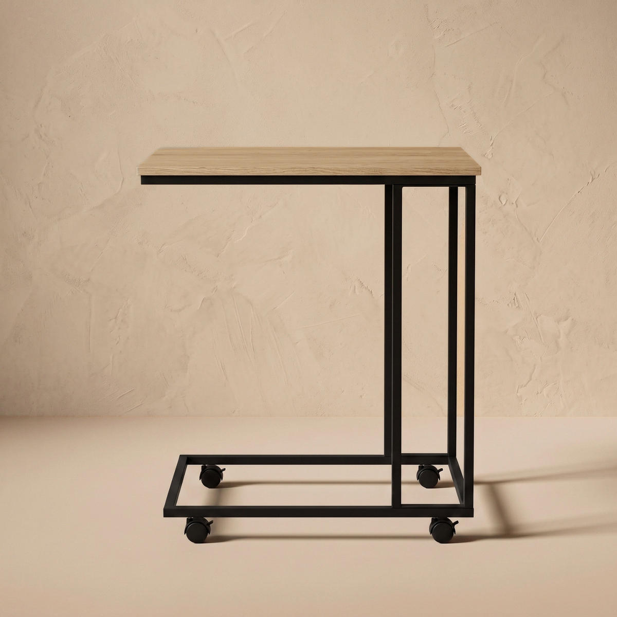 BEISTELLTISCH mit Rollen Braun 35/50/61 cm - Hellbraun, Metall (35/50/61cm) - SCENA LIVING