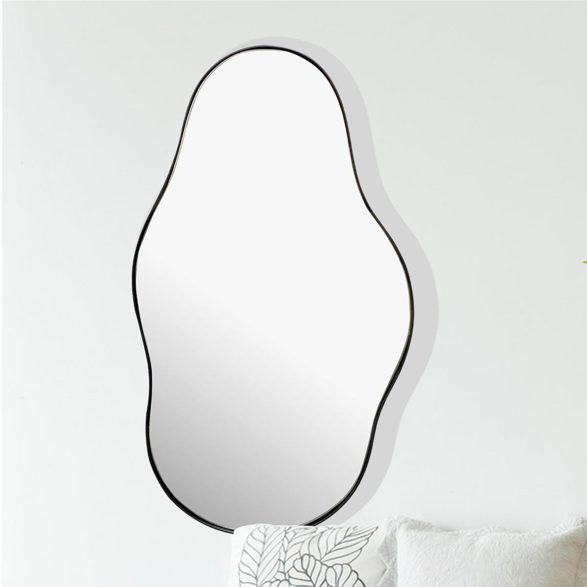 WANDSPIEGEL Asymmetrisch Metall Schwarz 40x80 cm Moderner Rahmen - Schwarz, Glas (40/80/3cm) - KADIMA DESIGN
