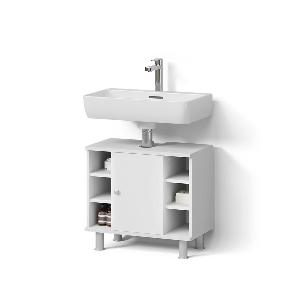 WASCHBECKENUNTERSCHRANK Fucino Weiß 60 x 54 cm - Weiß, Holzwerkstoff (60/54/32cm) - Livinity®