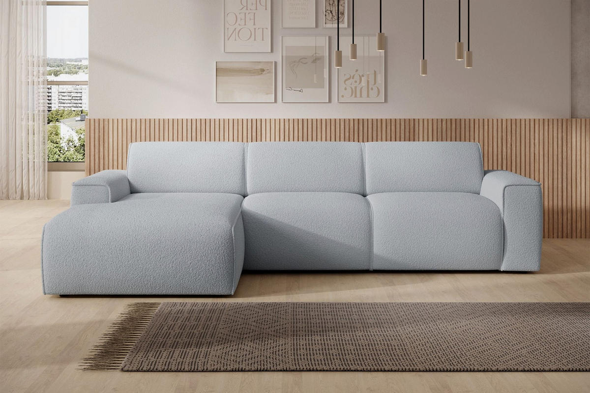 ROHOVÁ POHOVKA Bouvi svetlosivá, vľavo - čierna/svetlosivá, textil/plast (310/165cm) - Selsey