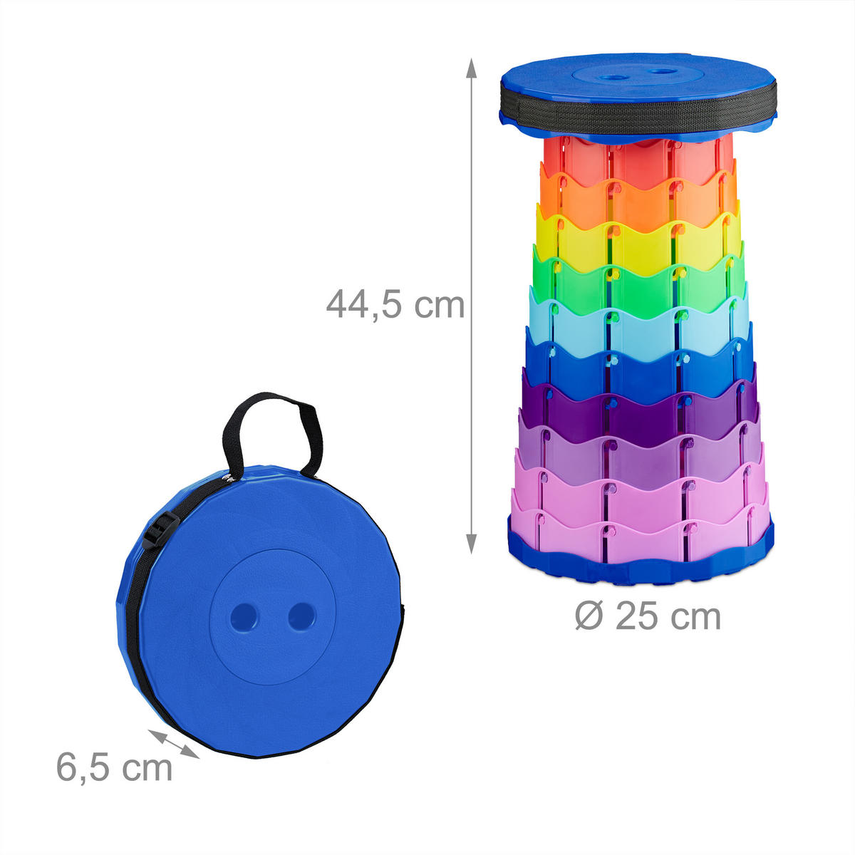 TELESKOPHOCKER - Multicolor, Kunststoff (25/44.5/25cm) - Relaxdays