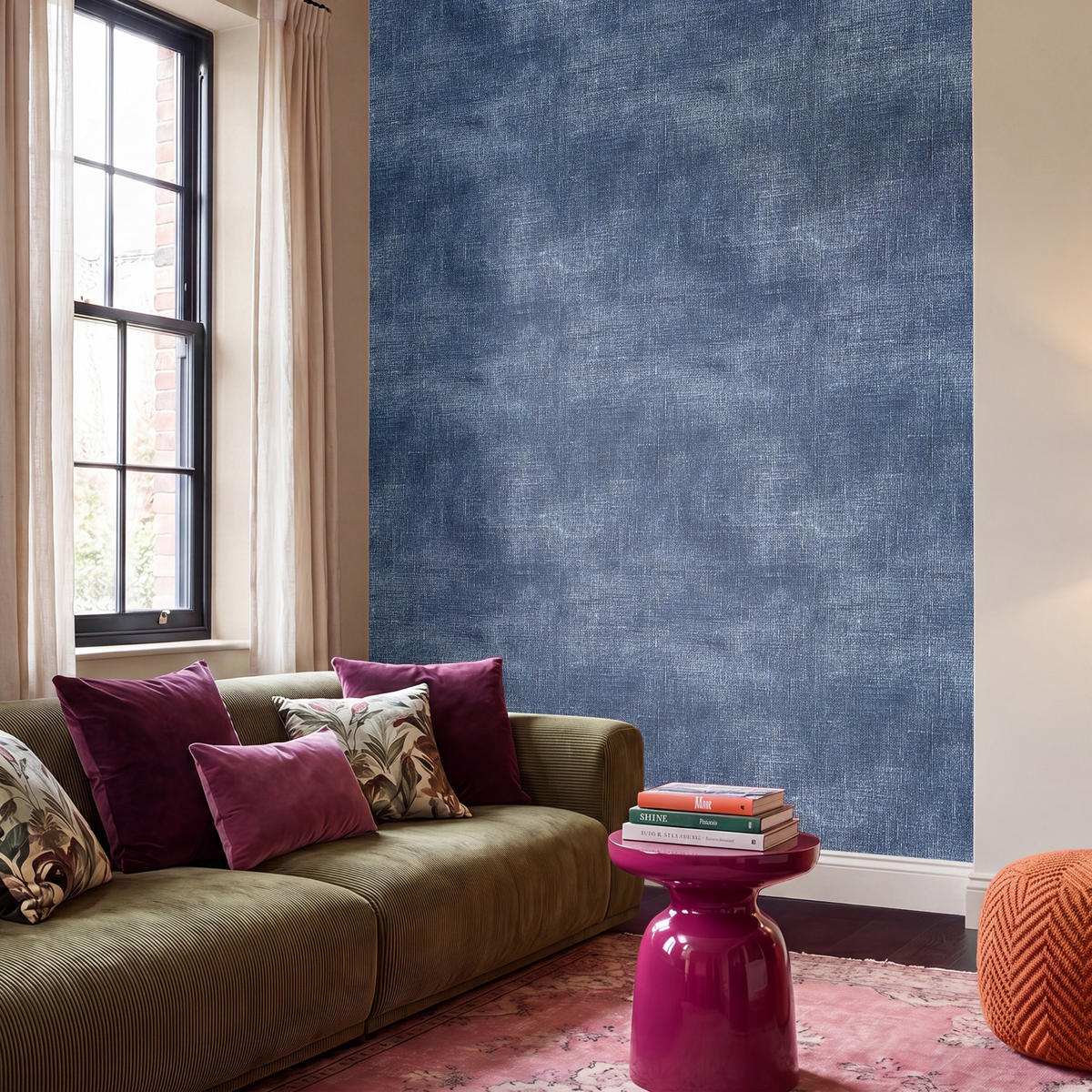 TAPETE - Leinen - Textur - Muster - Denim - Rustikal - 200x280 cm - Blau, Papier (200/280cm) - OnlyWow