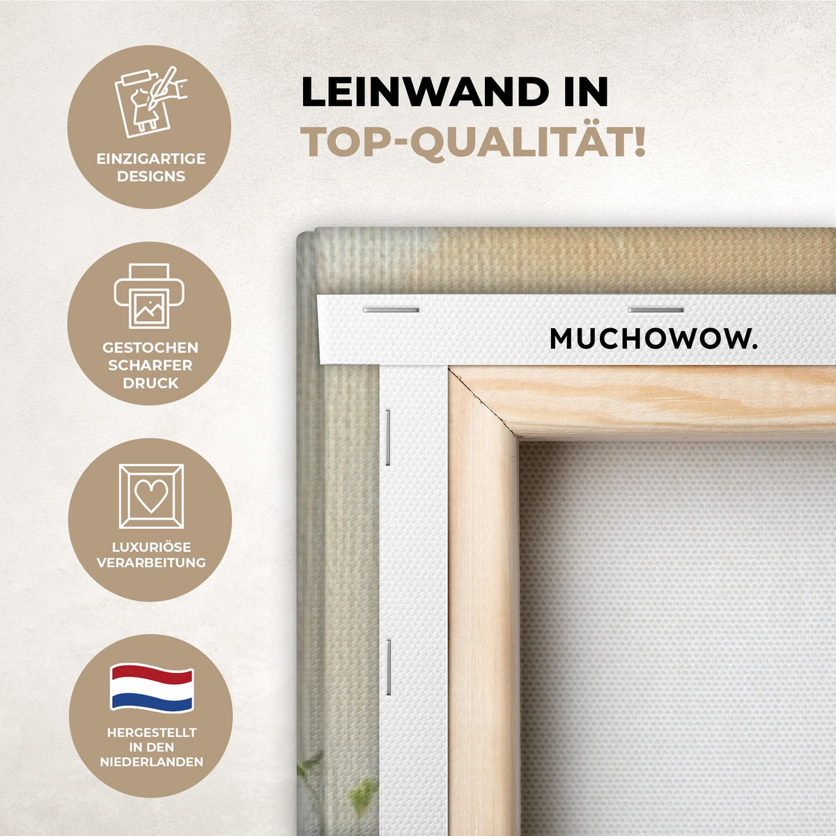 LEINWANDBILD Töpfe - Kräuter - Holz 90x140 cm - Terracotta, Textil (90/140cm) - MuchoWow