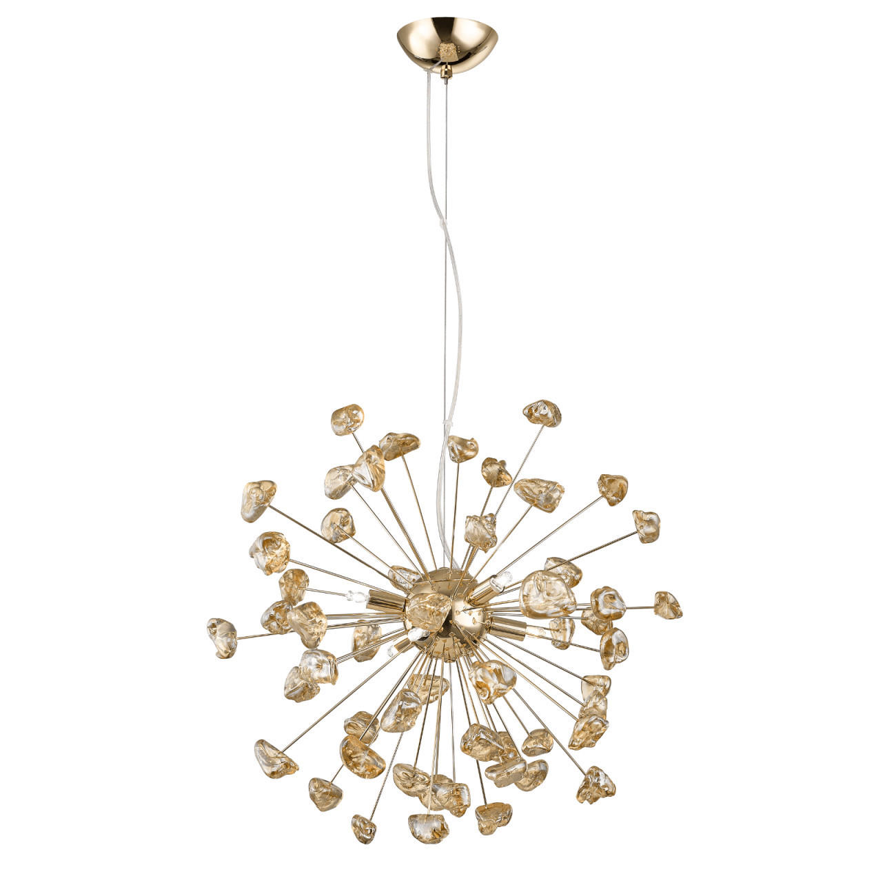 HÄNGELEUCHTE Rimelia, Roségold und bernsteinfarben, 55cm - Roségold, Glas (55/55/50cm) - KOSILUM